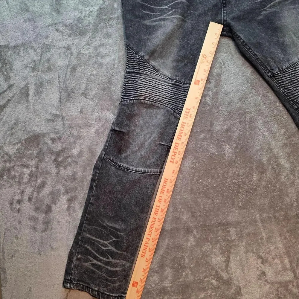 Phat Farm Jeans Mens 40x32 Gray Acid Wash Stretch Slim Moto Tapered Leg